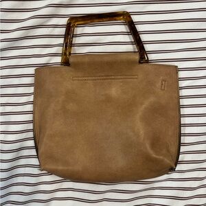 Anthropologie Tan Handbag with Tortoise Shell Handles